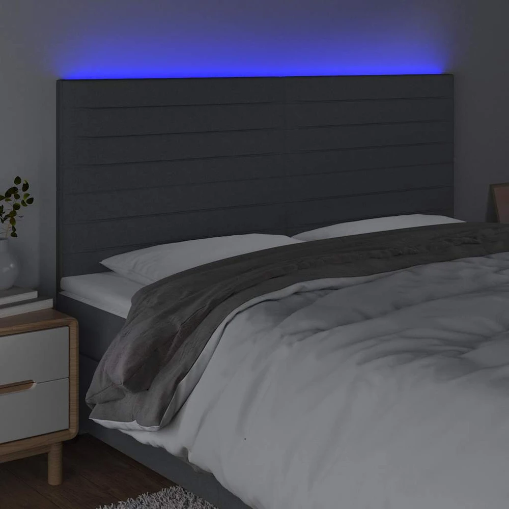 Galvūgalis su LED, tamsiai pilkas, 180x5x118/128cm, audinys