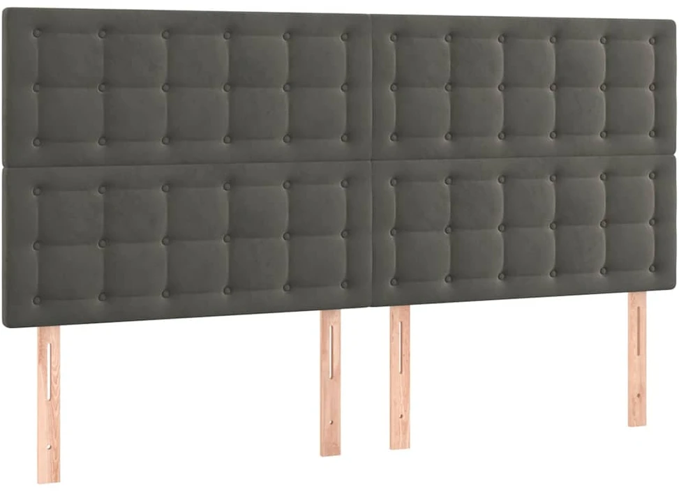 Galvūgalis su LED, tamsiai pilkas, 180x5x118/128cm, aksomas