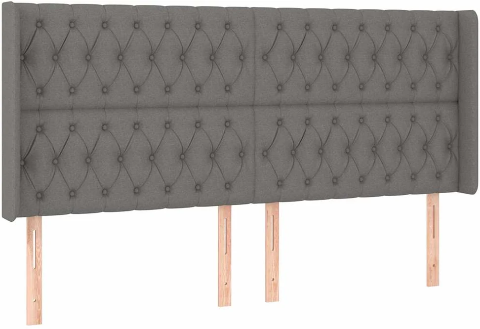 Galvūgalis su LED, tamsiai pilkas, 183x16x118/128cm, audinys