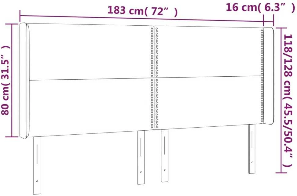 Galvūgalis su LED, tamsiai pilkas, 183x16x118/128cm, audinys