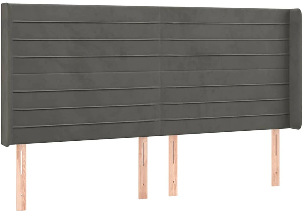 Galvūgalis su LED, tamsiai pilkas, 183x16x118/128cm, aksomas