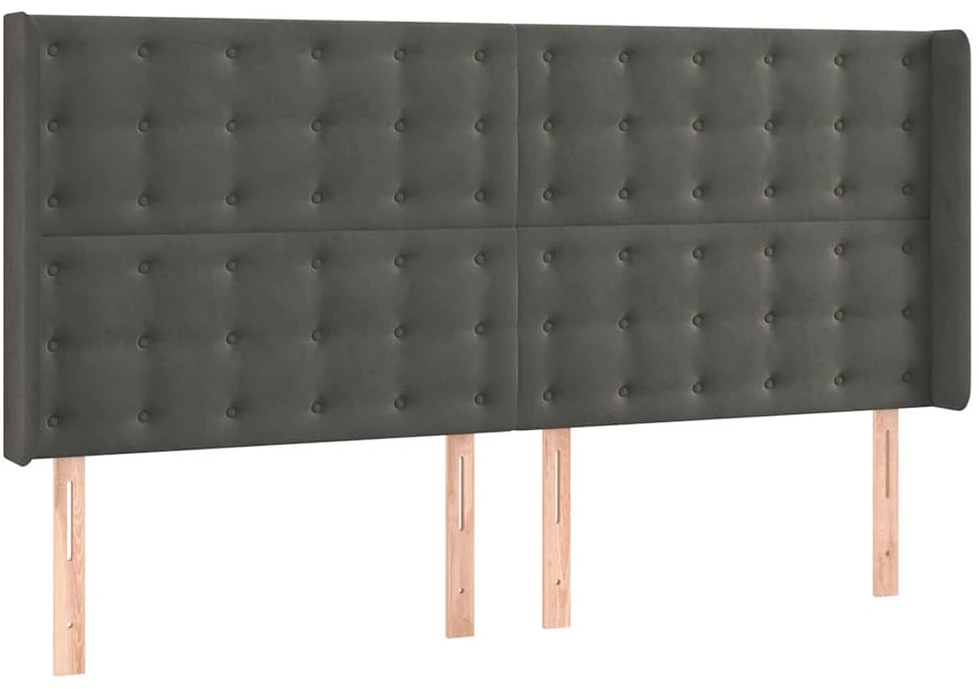 Galvūgalis su LED, tamsiai pilkas, 183x16x118/128cm, aksomas