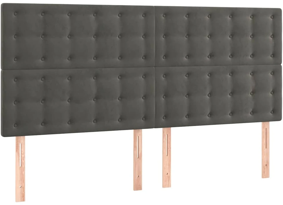 Galvūgalis su LED, tamsiai pilkas, 200x5x118/128cm, aksomas