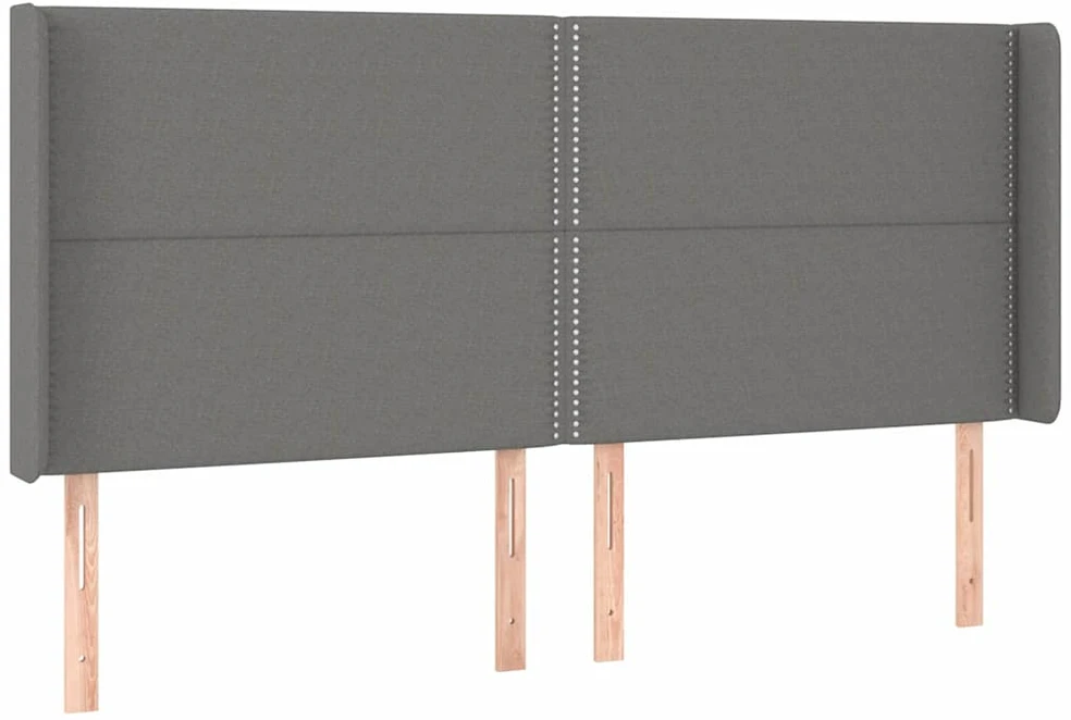 Galvūgalis su LED, tamsiai pilkas, 203x16x118/128cm, audinys