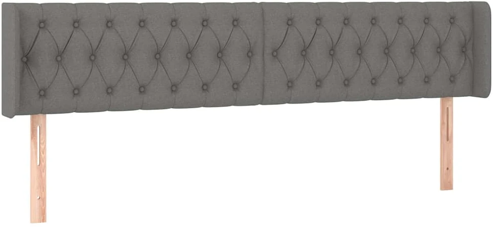 Galvūgalis su LED, tamsiai pilkas, 203x16x78/88cm, audinys