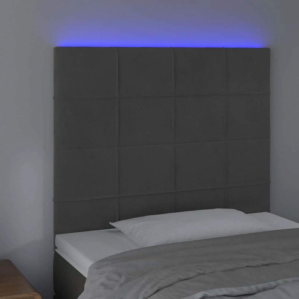 Galvūgalis su LED, tamsiai pilkas, 80x5x118/128cm, aksomas