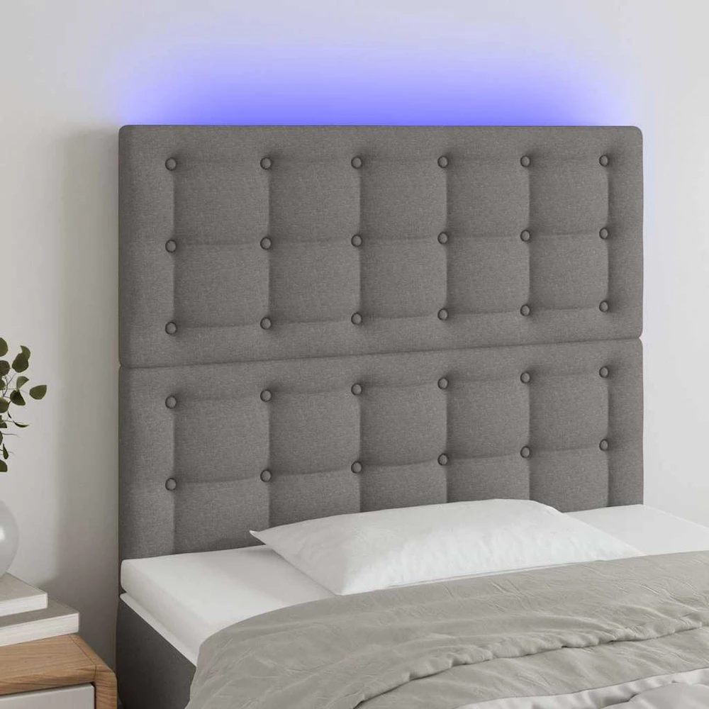Galvūgalis su LED, tamsiai pilkas, 80x5x118/128cm, audinys