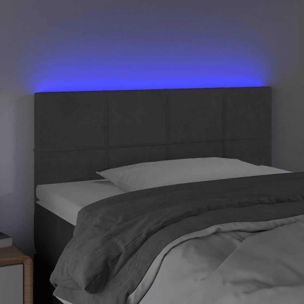 Galvūgalis su LED, tamsiai pilkas, 80x5x78/88cm, aksomas