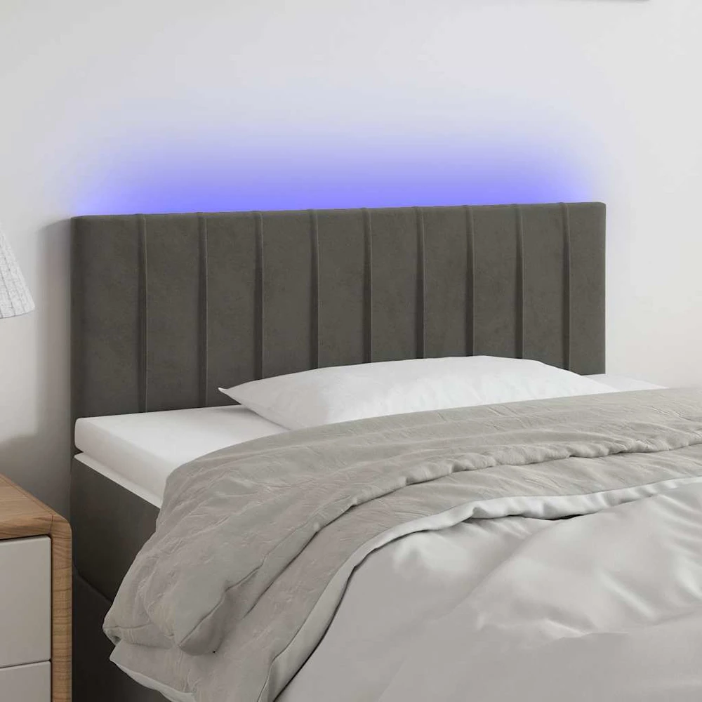 Galvūgalis su LED, tamsiai pilkas, 80x5x78/88cm, aksomas