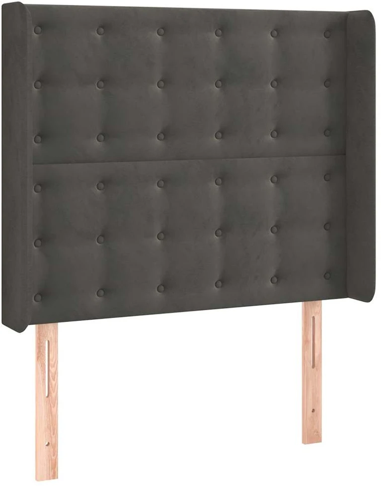Galvūgalis su LED, tamsiai pilkas, 83x16x118/128cm, aksomas