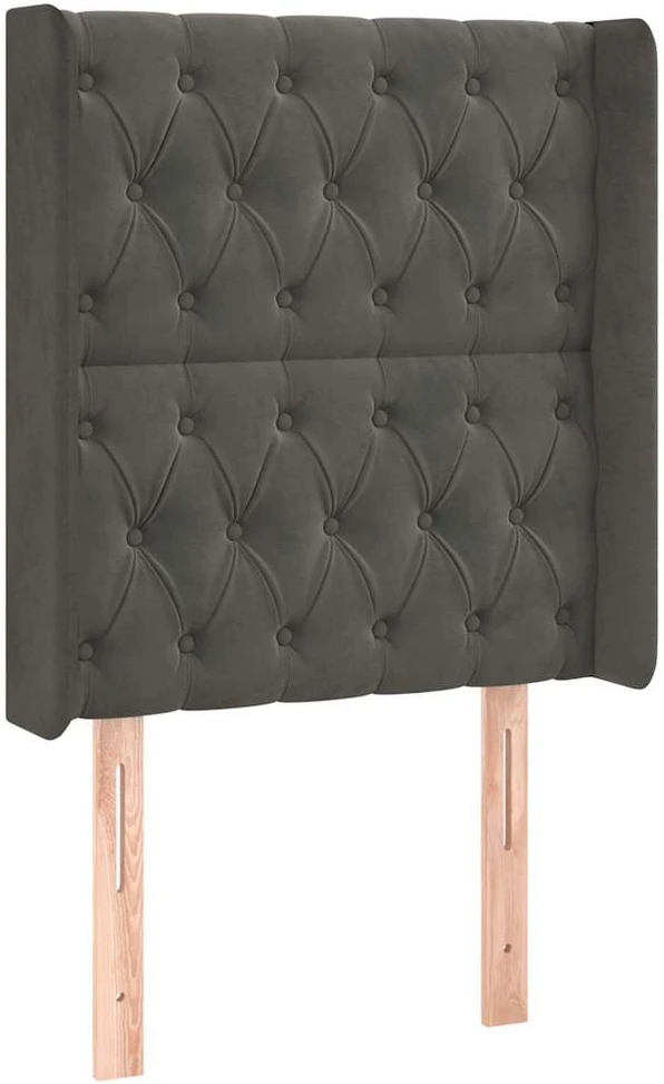 Galvūgalis su LED, tamsiai pilkas, 83x16x118/128cm, aksomas