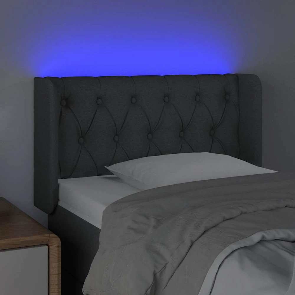 Galvūgalis su LED, tamsiai pilkas, 83x16x78/88cm, audinys