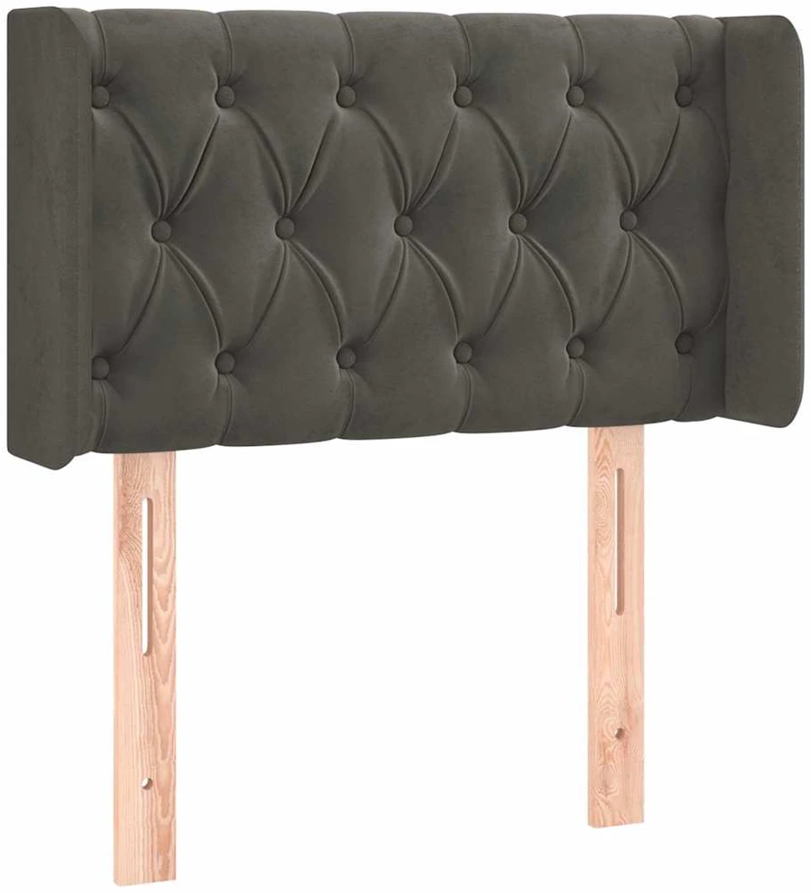 Galvūgalis su LED, tamsiai pilkas, 83x16x78/88cm, aksomas