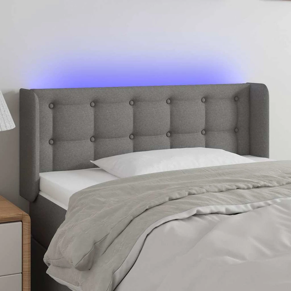 Galvūgalis su LED, tamsiai pilkas, 83x16x78/88cm, audinys