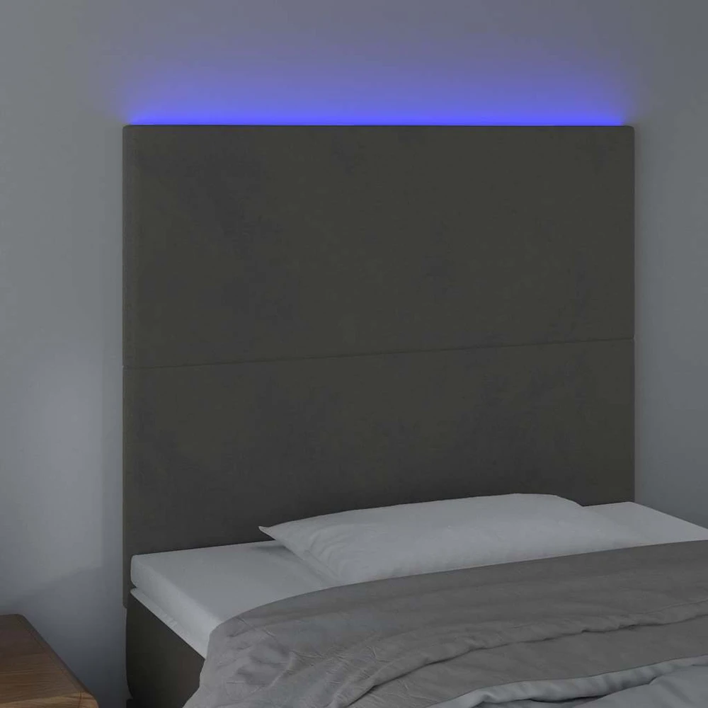 Galvūgalis su LED, tamsiai pilkas, 90x5x118/128cm, aksomas