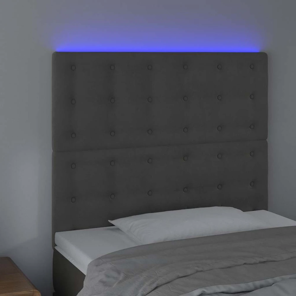 Galvūgalis su LED, tamsiai pilkas, 90x5x118/128cm, aksomas