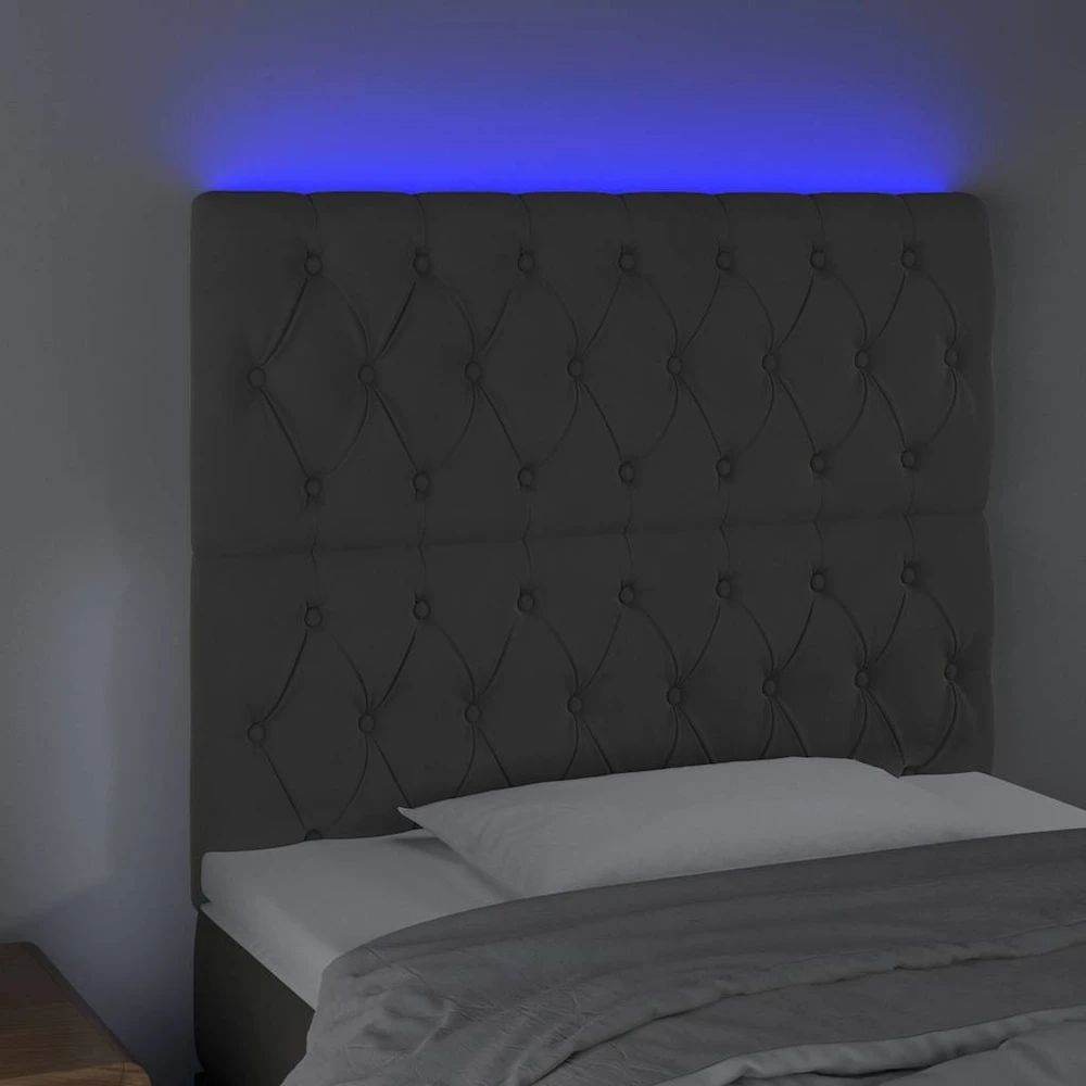 Galvūgalis su LED, tamsiai pilkas, 90x7x118/128cm, aksomas