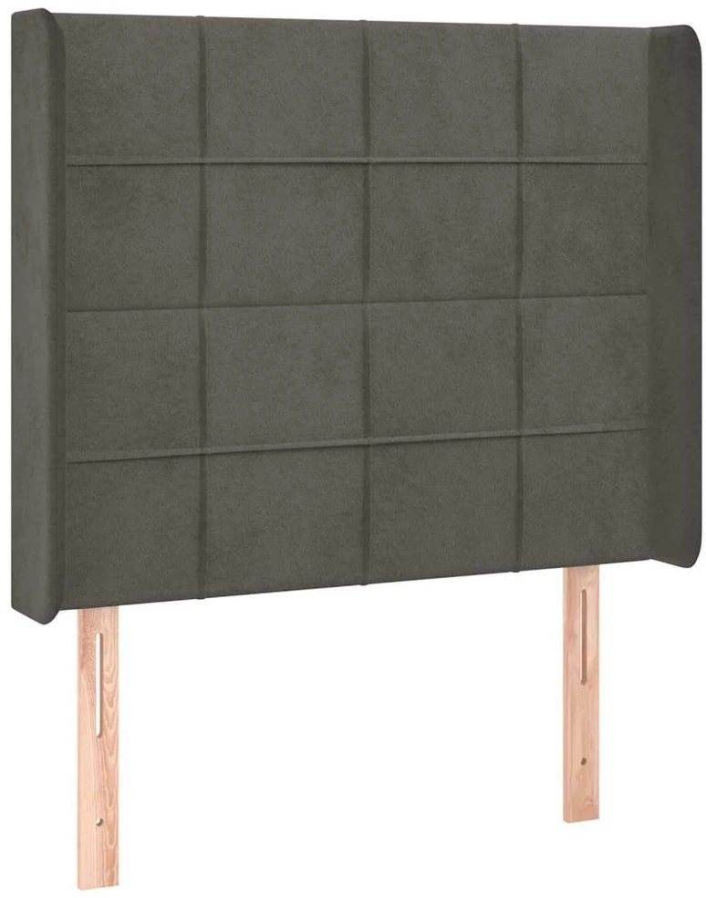 Galvūgalis su LED, tamsiai pilkas, 93x16x118/128cm, aksomas