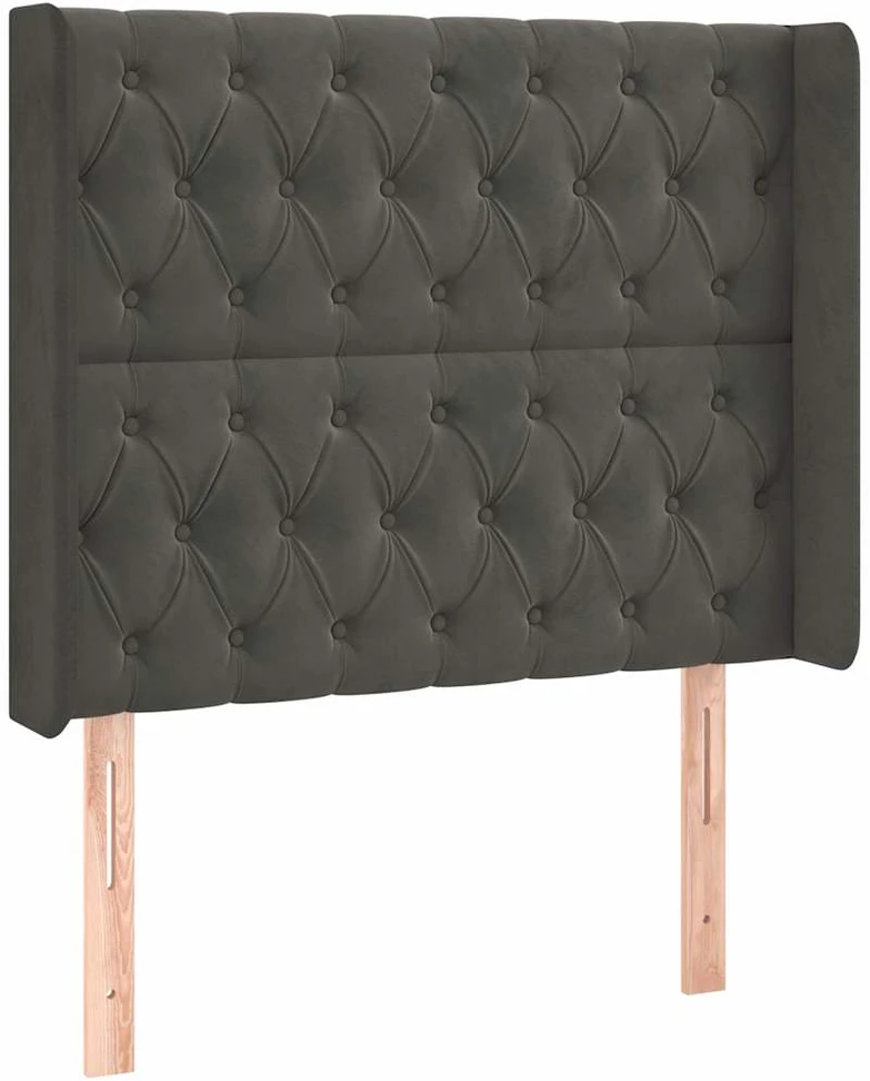 Galvūgalis su LED, tamsiai pilkas, 93x16x118/128cm, aksomas