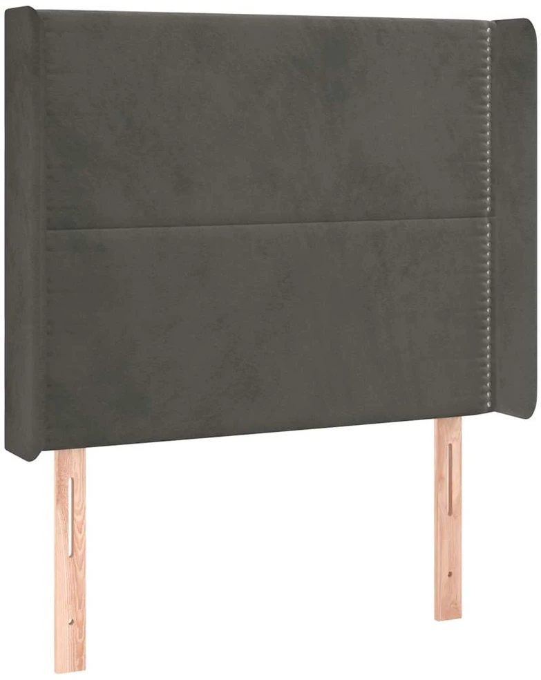 Galvūgalis su LED, tamsiai pilkas, 93x16x118/128cm, aksomas