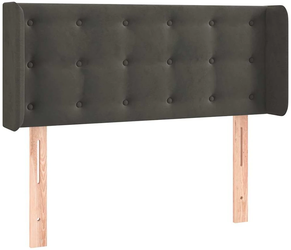 Galvūgalis su LED, tamsiai pilkas, 93x16x78/88cm, aksomas