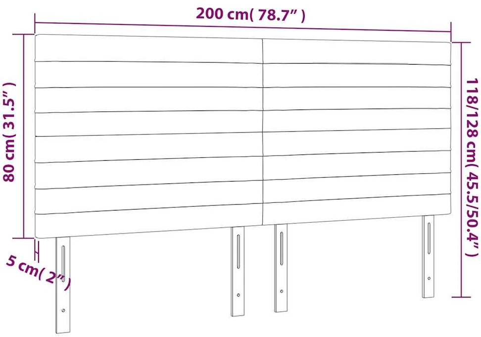 Galvūgalis su LED, tamsiai rudos, 200x5x118/128cm, audinys