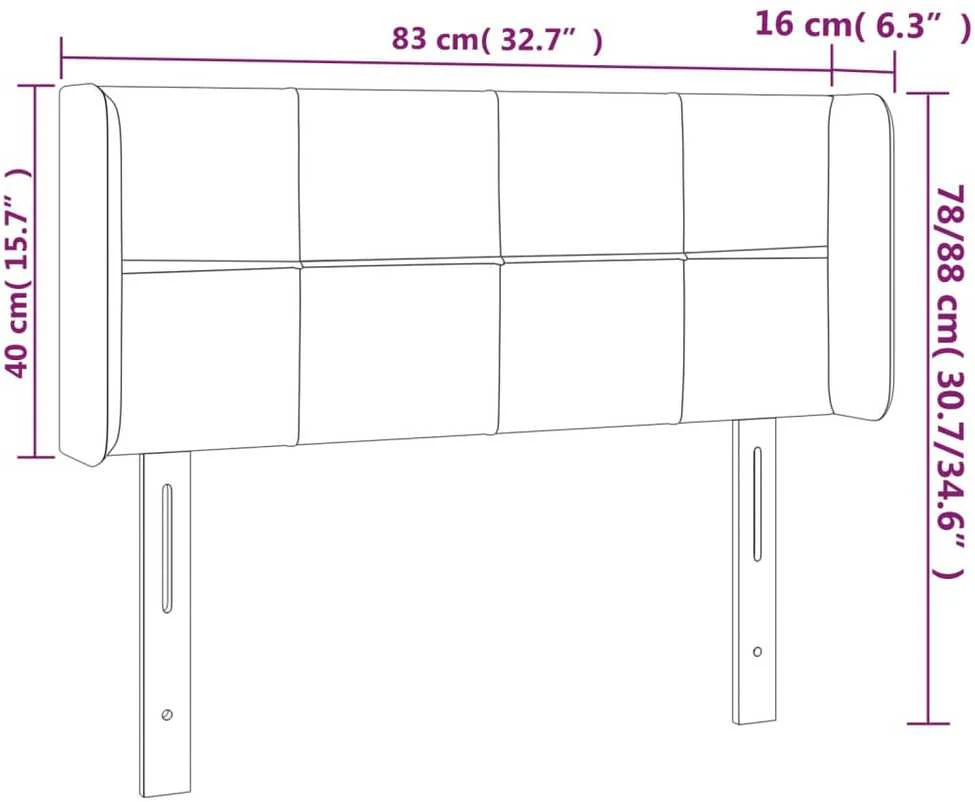 Galvūgalis su LED, tamsiai rudos spalvos, 83x16x78/88cm
