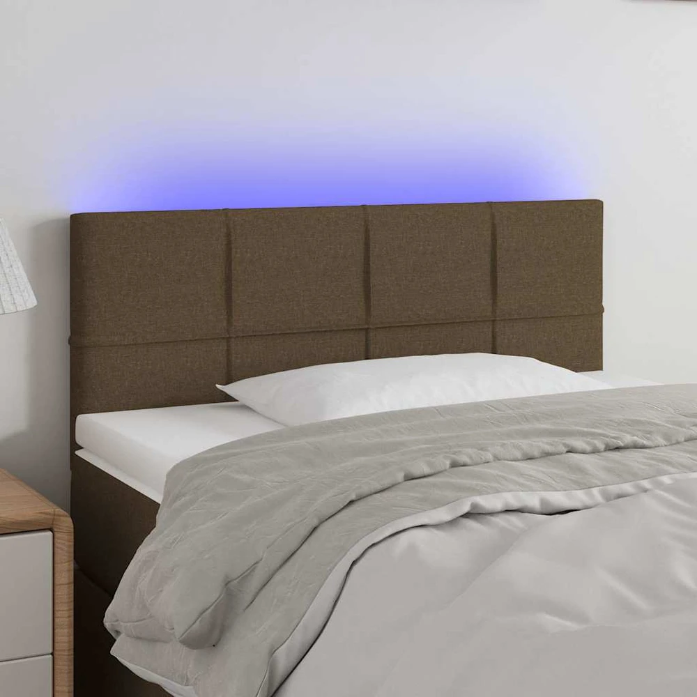 Galvūgalis su LED, tamsiai rudos spalvos, 90x5x78/88cm, audinys