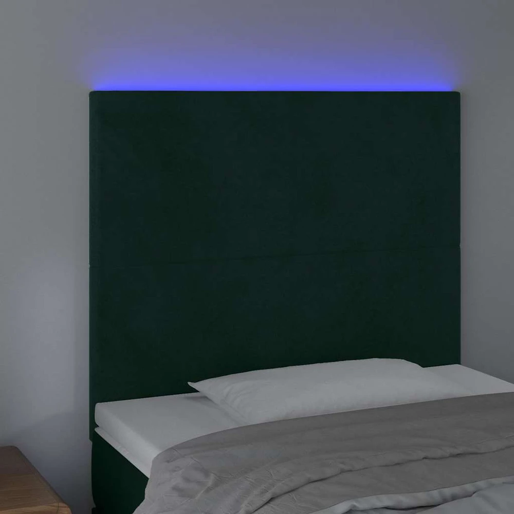 Galvūgalis su LED, tamsiai žalias, 100x5x118/128cm, aksomas