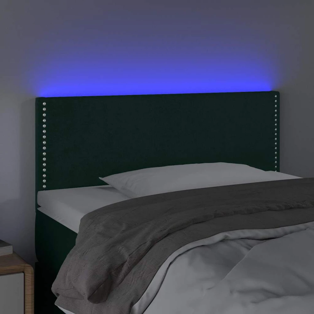 Galvūgalis su LED, tamsiai žalias, 100x5x78/88cm, aksomas