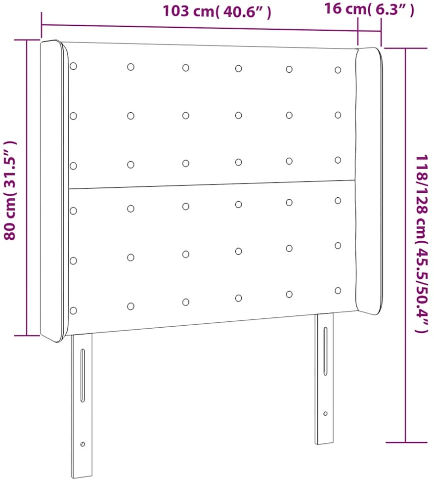 Galvūgalis su LED, tamsiai žalias, 103x16x118/128cm, aksomas