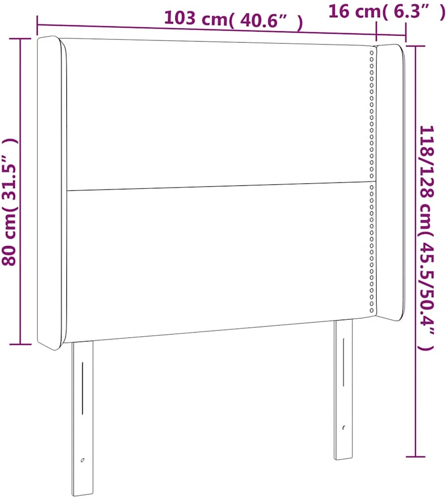 Galvūgalis su LED, tamsiai žalias, 103x16x118/128cm, aksomas