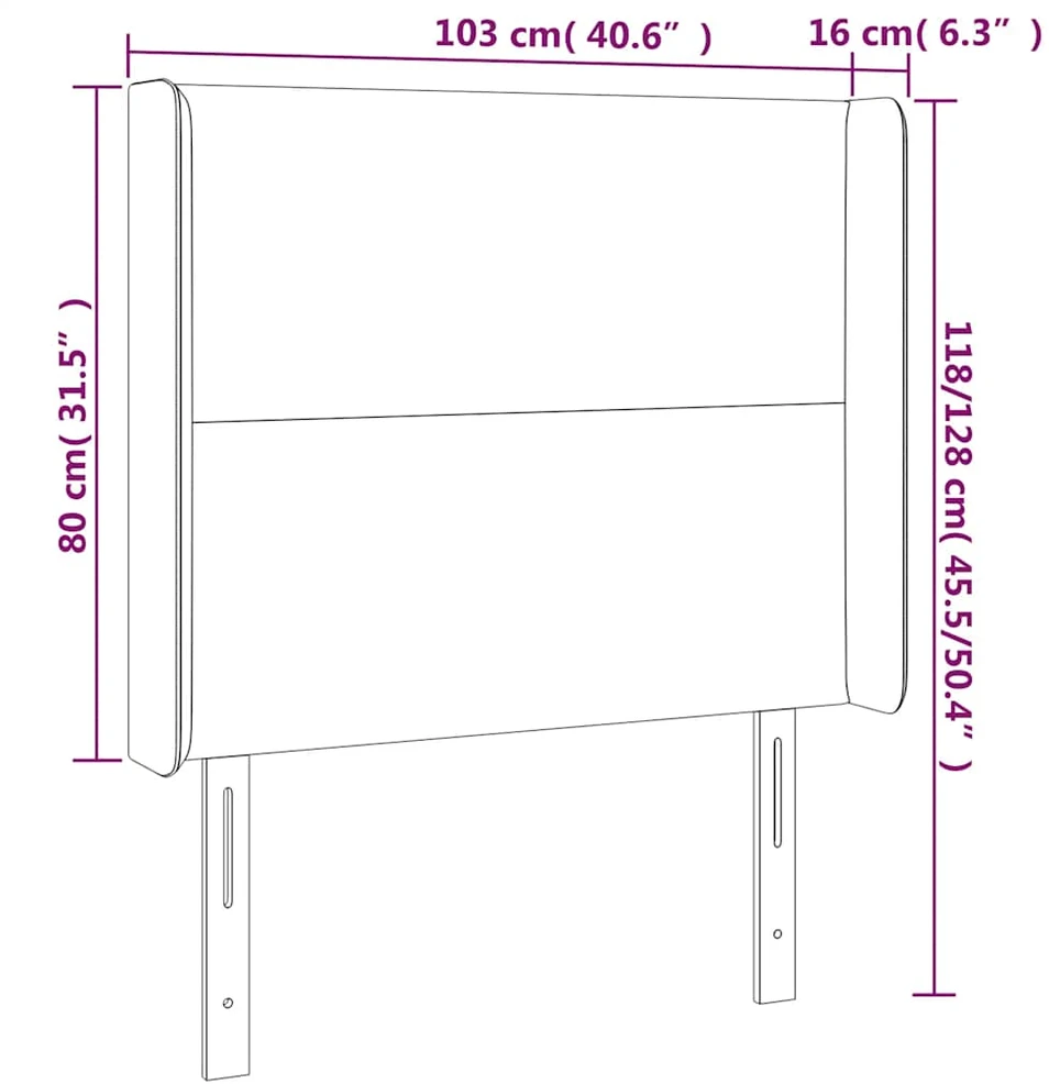 Galvūgalis su LED, tamsiai žalias, 103x16x118/128cm, aksomas