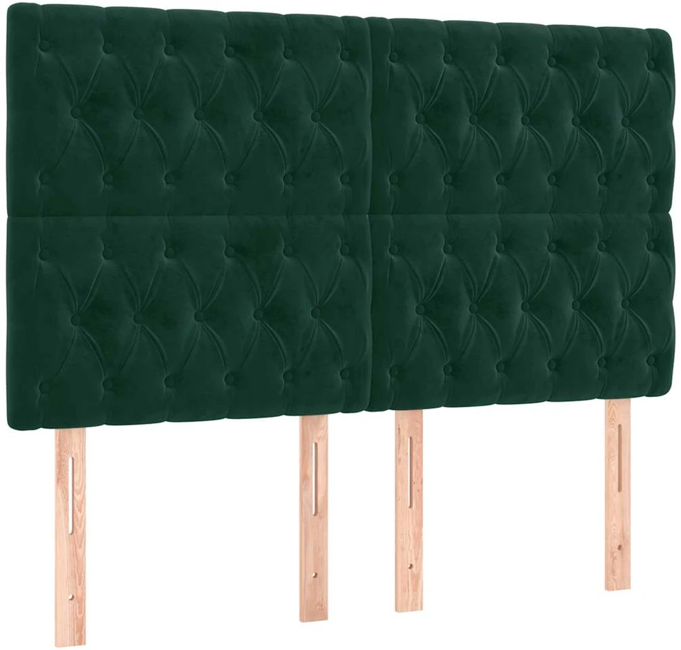 Galvūgalis su LED, tamsiai žalias, 144x7x118/128cm, aksomas
