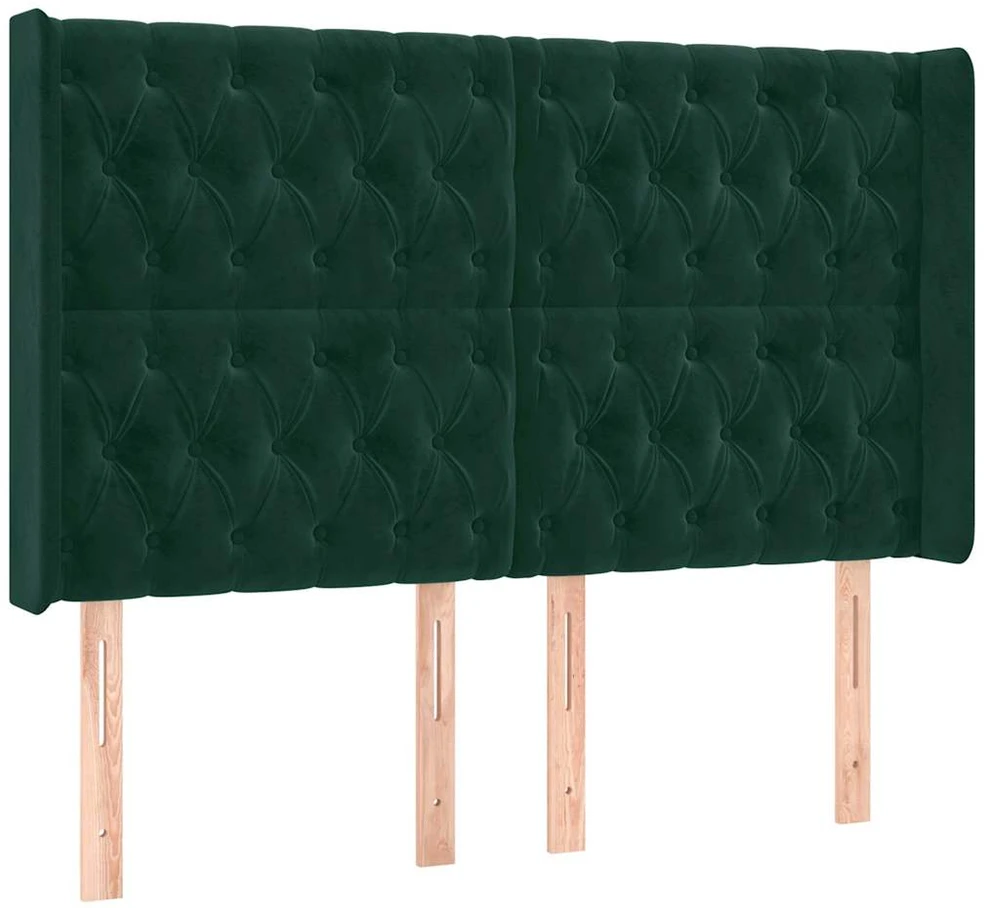 Galvūgalis su LED, tamsiai žalias, 147x16x118/128cm, aksomas