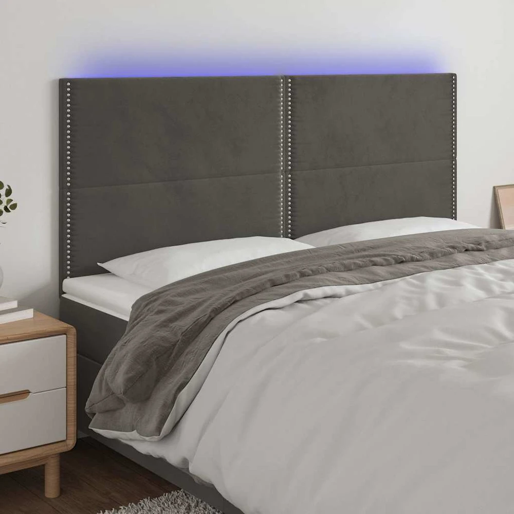 Galvūgalis su LED, tamsiai žalias, 160x5x118/128cm, aksomas