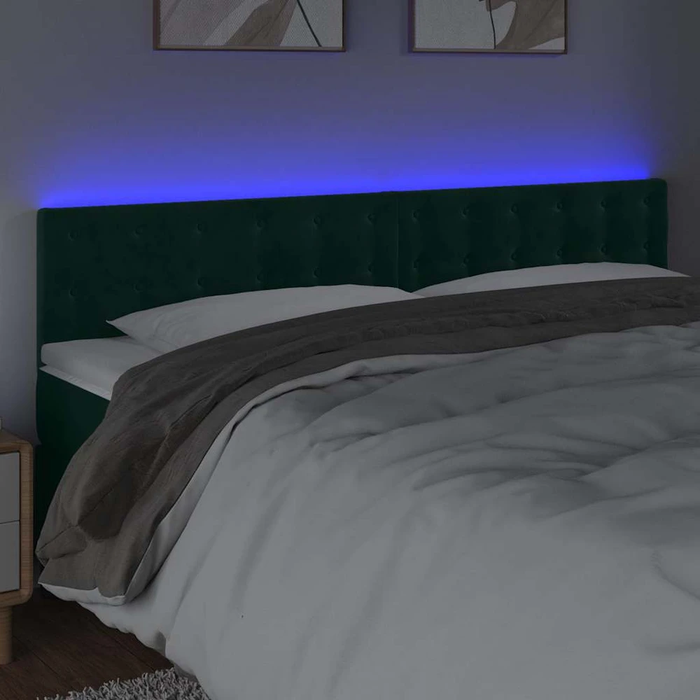 Galvūgalis su LED, tamsiai žalias, 160x5x78/88cm, aksomas