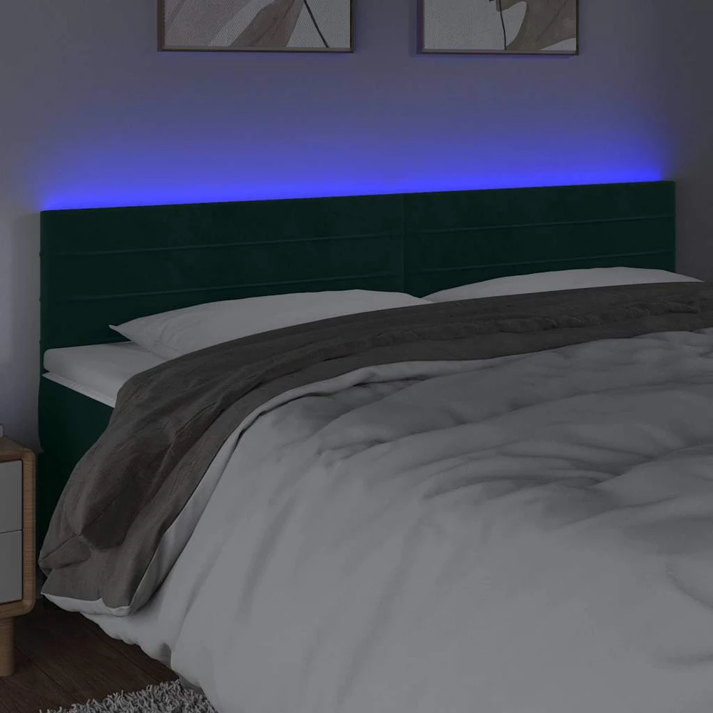 Galvūgalis su LED, tamsiai žalias, 160x5x78/88cm, aksomas
