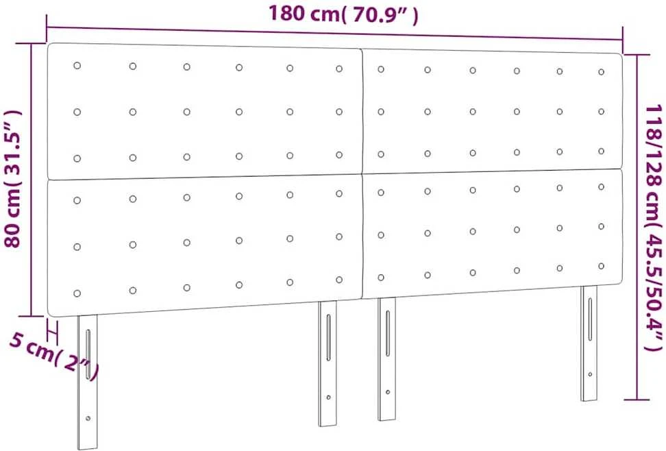Galvūgalis su LED, tamsiai žalias, 180x5x118/128cm, aksomas