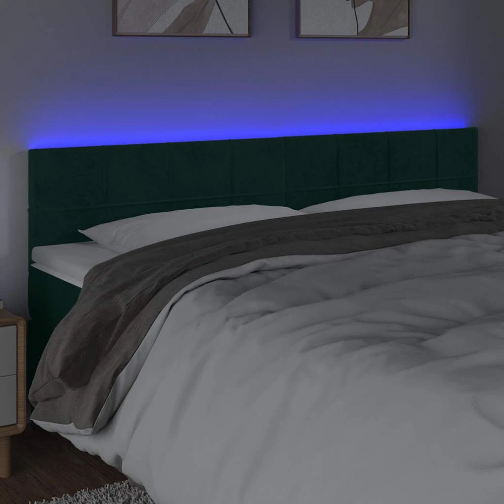 Galvūgalis su LED, tamsiai žalias, 180x5x78/88cm, aksomas
