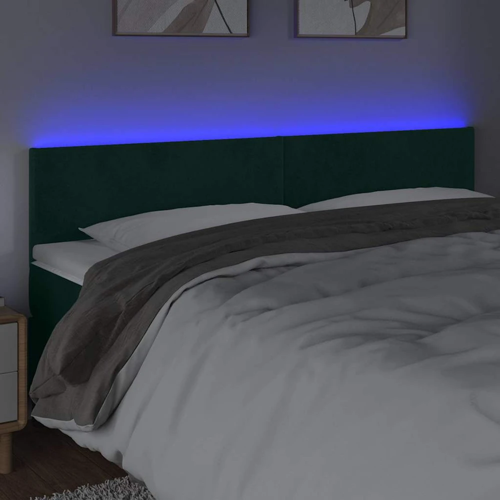 Galvūgalis su LED, tamsiai žalias, 180x5x78/88cm, aksomas