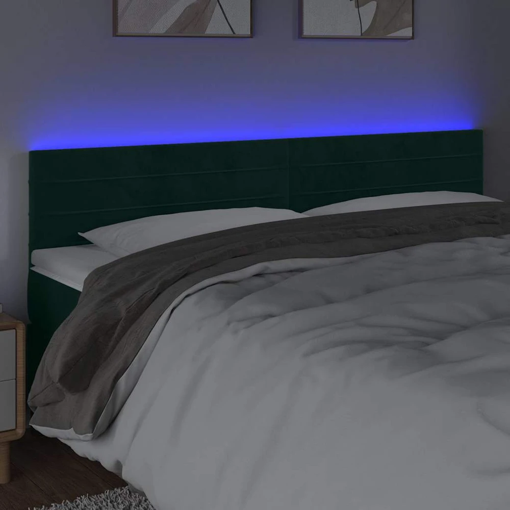 Galvūgalis su LED, tamsiai žalias, 180x5x78/88cm, aksomas