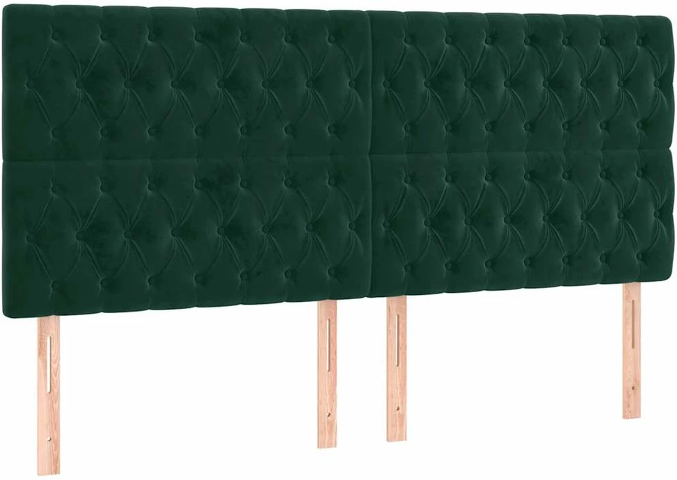 Galvūgalis su LED, tamsiai žalias, 180x7x118/128cm, aksomas