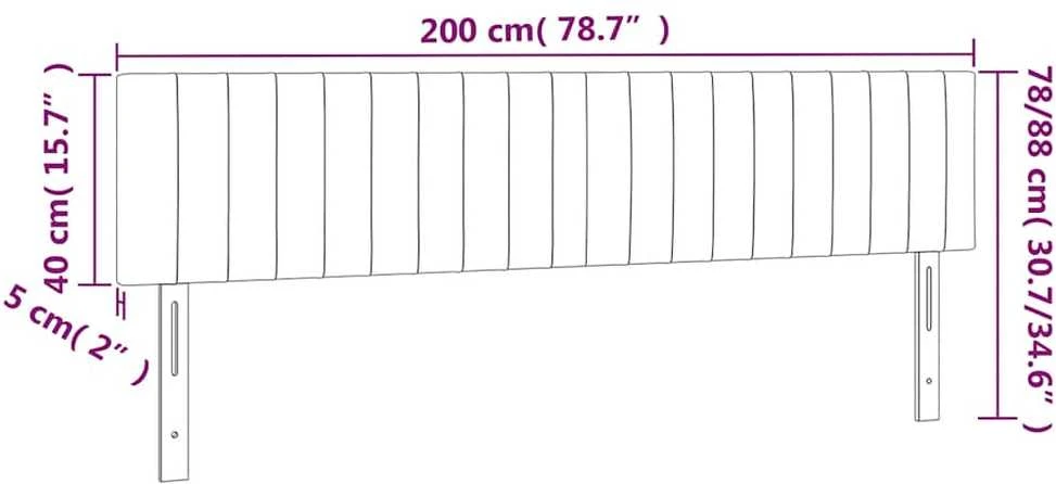Galvūgalis su LED, tamsiai žalias, 200x5x78/88cm, aksomas