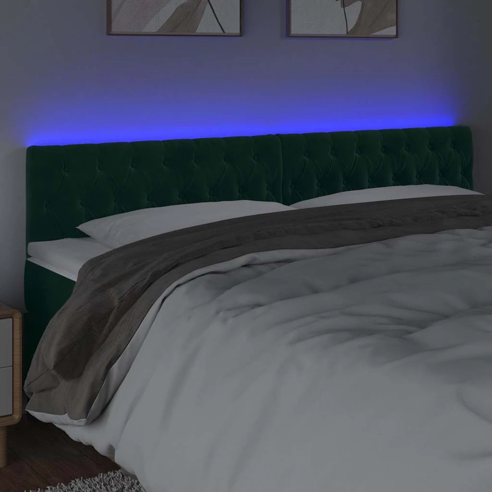 Galvūgalis su LED, tamsiai žalias, 200x7x78/88cm, aksomas