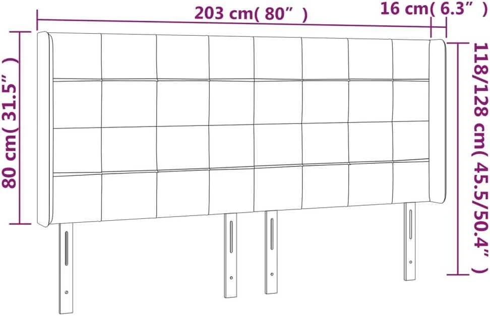Galvūgalis su LED, tamsiai žalias, 203x16x118/128cm, aksomas