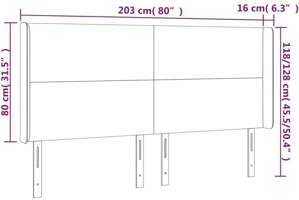 Galvūgalis su LED, tamsiai žalias, 203x16x118/128cm, aksomas