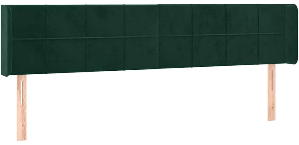 Galvūgalis su LED, tamsiai žalias, 203x16x78/88cm, aksomas