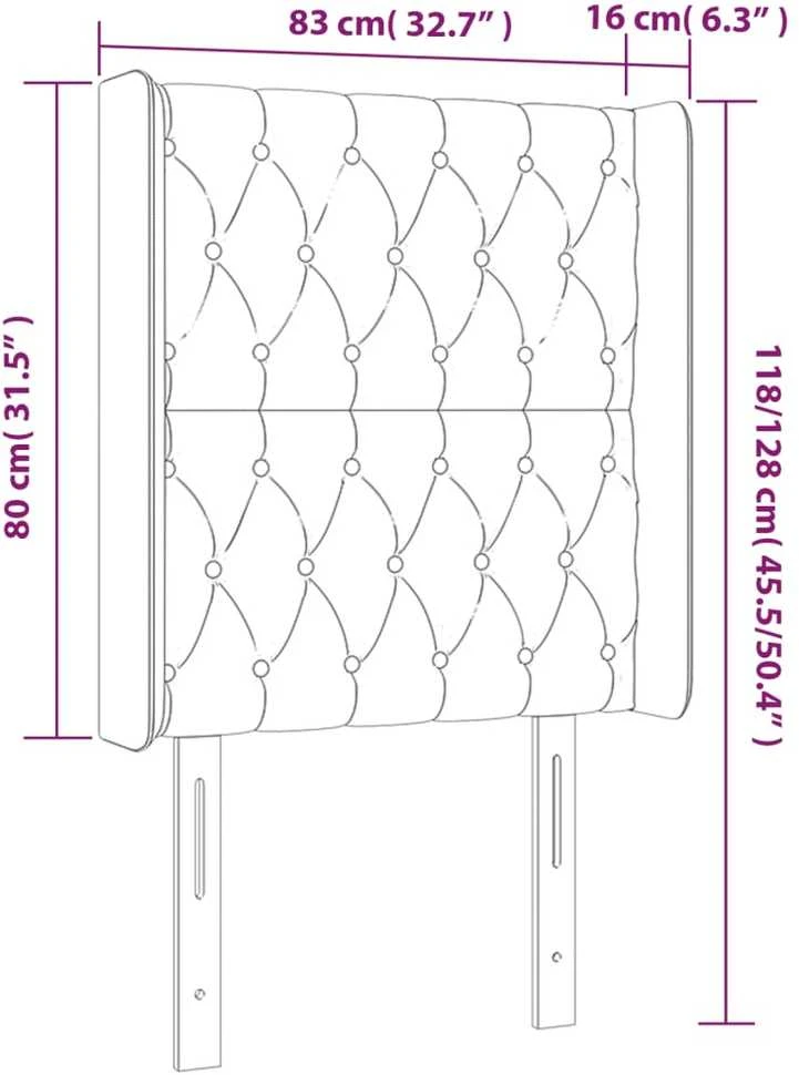 Galvūgalis su LED, tamsiai žalias, 83x16x118/128cm, aksomas