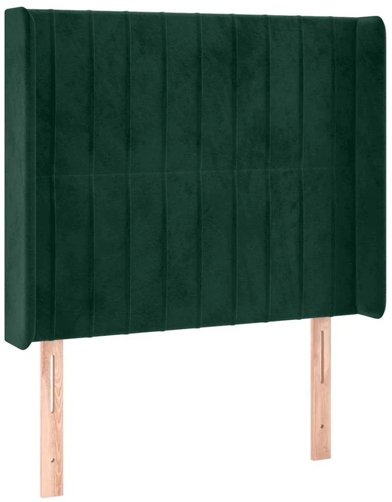 Galvūgalis su LED, tamsiai žalias, 83x16x118/128cm, aksomas